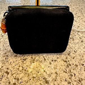 Gucci Leather/fabric bifold wallet with Bamboo tassel & zippered coin area.EUC